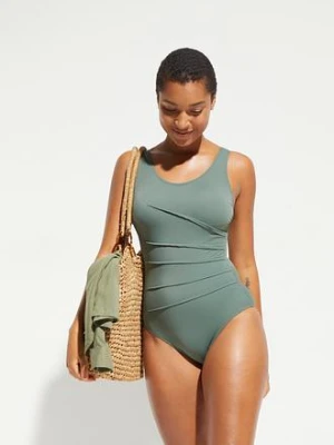 Kostium kąpielowy shape z ozdobnymi plisami, lekki stopień modelowania sylwetki bonprix