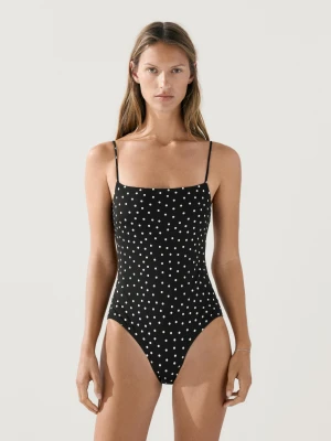 Kostium Kąpielowy W Groszki - Czarny - - Massimo Dutti - Kobieta