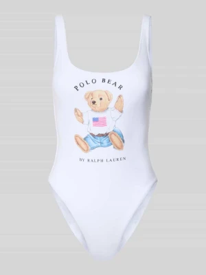 Kostium kąpielowy z nadrukiem polo bear z motywem Polo Ralph Lauren Biały