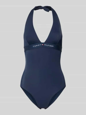 Kostium kąpielowy z nadrukiem z logo Tommy Hilfiger Ciemnoniebieski