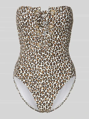Kostium kąpielowy z wiązaniem model 'SMALL LEOPARD LACE UP ONE' Michael Kors Czarny