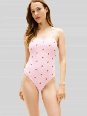 Kostium kąpielowy z wiązaniem na szyi Tommy Hilfiger Różowy