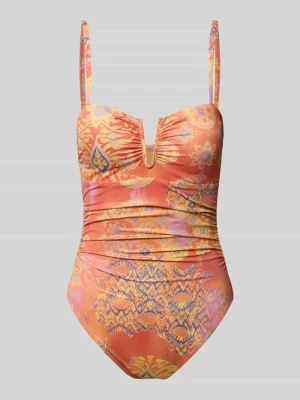 Kostium kąpielowy z wzorem na całej powierzchni Lauren Ralph Lauren Pomarańczowy