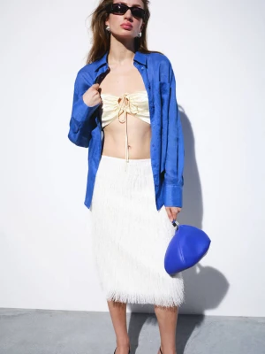 Koszula 100% ramia z kieszeniami niebieski - Kobieta - - MANGO