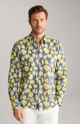 Koszula bawełniana Hanson w kolorze ciemnoniebieskim/żółtym we wzór Joop