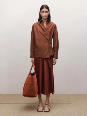 Koszula bawełniana kopertowa rudy - Kobieta - - MANGO