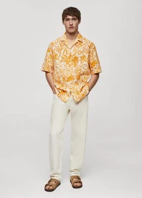 Koszula bawełniana z teksturą i nadrukiem mango man