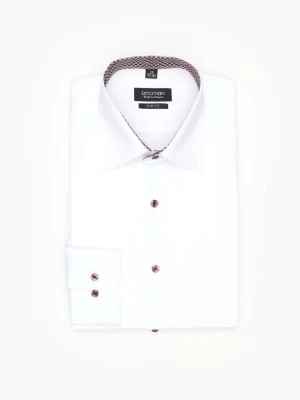 KOSZULA BEXLEY 2400/1E DŁUGI RĘKAW SLIM FIT BIAŁA Z BAWEŁNĄ Recman