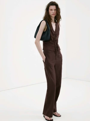 Koszula bez rękawów z wiązaniami czekoladowy - Kobieta - - MANGO