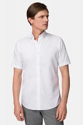 Koszula Biała Bawełniana z Krótkim Rękawem Meghan Lancerto