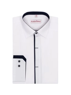 Koszula biała z krytą plisą- długi rękaw Koszulland