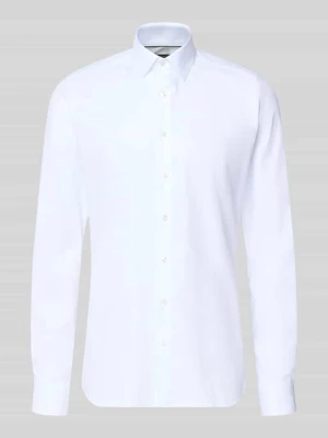 Koszula biznesowa o kroju slim fit z tkaniny skośnej z bardzo długim rękawem OLYMP Level 5 Biały