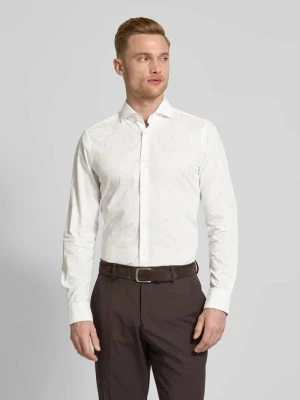Koszula biznesowa męska JOOP! Collection;Czysta bawełna;Krój regular fit;Model ‘Pares’;Design z długim rękawem;Kołnierzyk typu cutaway;Sportowe mankiety;Listwa Biały