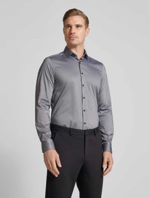 Koszula biznesowa o kroju body fit z delikatnie fakturowanym wzorem OLYMP Level Five
