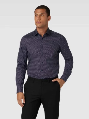 Koszula biznesowa o kroju body fit z drobnym wzorem na całej powierzchni OLYMP Level Five