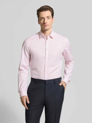 Koszula biznesowa o kroju body fit z fakturowanym wzorem i bardzo długim rękawem OLYMP Level Five