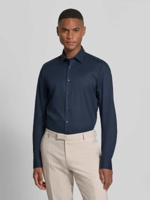 Koszula biznesowa o kroju body fit z fakturowanym wzorem i bardzo długim rękawem OLYMP Level Five