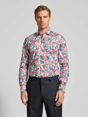 Koszula biznesowa o kroju slim fit z kołnierzykiem typu kent i wzorem na całej powierzchni OLYMP Level Five