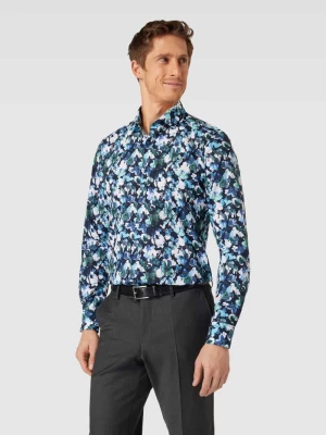 Koszula biznesowa o kroju body fit z kwiatowym wzorem na całej powierzchni OLYMP Level Five