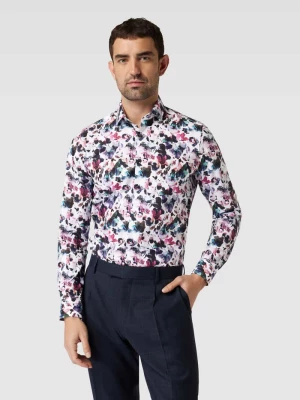 Koszula biznesowa o kroju body fit z kwiatowym wzorem na całej powierzchni OLYMP Level Five