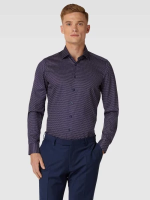 Koszula biznesowa o kroju body fit ze wzorem na całej powierzchni model ‘Taviano’ OLYMP Level Five