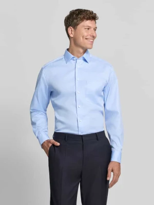 Koszula biznesowa o kroju comfort fit z czystej bawełny OLYMP Luxor Błękitny
