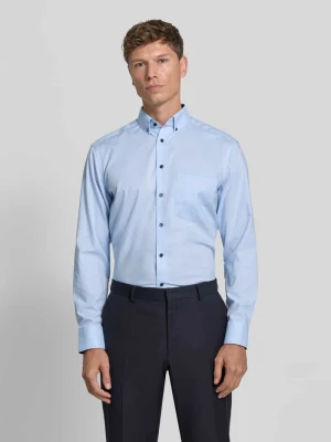 Koszula biznesowa o kroju comfort fit z czystej bawełny OLYMP Luxor Błękitny