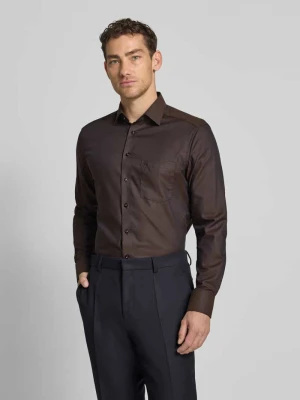 Koszula biznesowa o kroju modern fit z kołnierzykiem typu kent model ‘NEW KENT’ Olymp Średniobrązowy