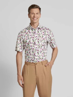 Koszula biznesowa o kroju modern fit z kwiatowym wzorem Eterna