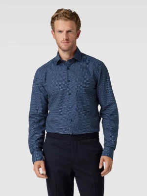 Koszula biznesowa o kroju modern fit ze wzorem na całej powierzchni model ‘Global’ Olymp