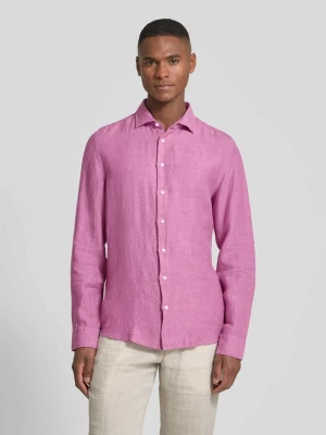 Koszula biznesowa o kroju regslim ular fit z lnu z kołnierzykiem typu kent seidensticker