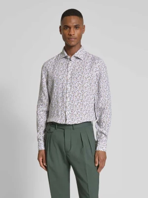 Koszula biznesowa o kroju regslim ular fit z lnu z kołnierzykiem typu kent seidensticker