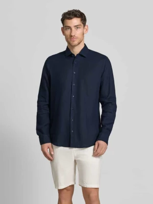 Koszula biznesowa o kroju regular fit z lnu z kołnierzykiem typu kent SEIDENSTICKER REGULAR FIT