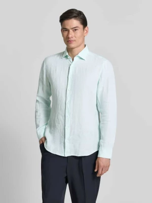 Koszula biznesowa o kroju regular fit z lnu z kołnierzykiem typu kent SEIDENSTICKER REGULAR FIT