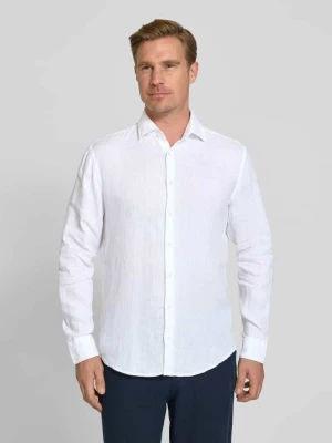 Koszula biznesowa o kroju regular fit z lnu z kołnierzykiem typu kent SEIDENSTICKER REGULAR FIT