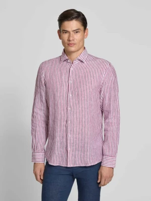 Koszula biznesowa o kroju regular fit z lnu z kołnierzykiem typu kent SEIDENSTICKER REGULAR FIT