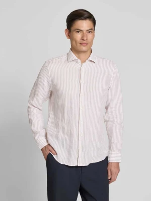 Koszula biznesowa o kroju regular fit z lnu z kołnierzykiem typu kent SEIDENSTICKER REGULAR FIT