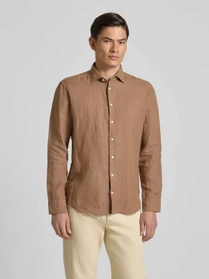 Koszula biznesowa o kroju regular fit z lnu z kołnierzykiem typu kent SEIDENSTICKER REGULAR FIT