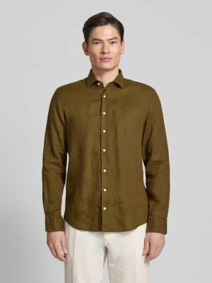 Koszula biznesowa o kroju regular fit z lnu z kołnierzykiem typu kent SEIDENSTICKER REGULAR FIT