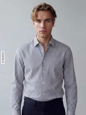 Koszula biznesowa o kroju regular fit z mieszanki bawełny model 'H-Joe-kent' Boss Granatowy