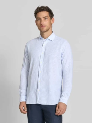 Koszula biznesowa o kroju regular fit z mieszanki lnu i bawełny model 'ROMA' FIL NOIR