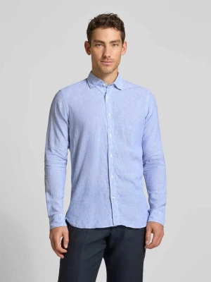 Koszula biznesowa o kroju regular fit z mieszanki lnu i bawełny model 'ROMA' FIL NOIR