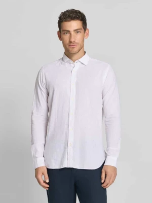 Koszula biznesowa o kroju regular fit z mieszanki lnu i bawełny model 'ROMA' FIL NOIR