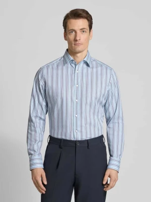 Koszula biznesowa o kroju regular fit ze wzorem w paski i kołnierzykiem typu kent Olymp