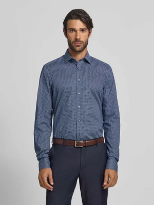 Koszula biznesowa o kroju slim fit z bardzo długim rękawem OLYMP Level 5 Granatowy