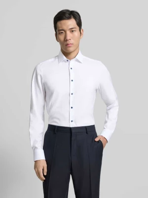 Koszula biznesowa o kroju slim fit z mieszanki bawełny z kołnierzykiem typu kent OLYMP Level Five