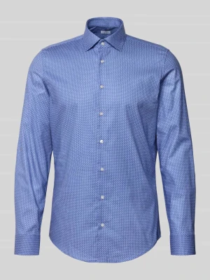 Koszula biznesowa o kroju slim fit z bawełny z kołnierzykiem typu kent seidensticker