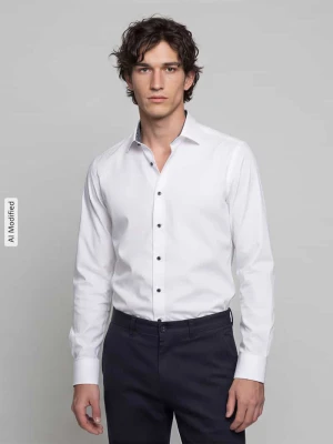 Koszula biznesowa o kroju slim fit z czystej bawełny model 'Level Five' OLYMP Level 5 Biały
