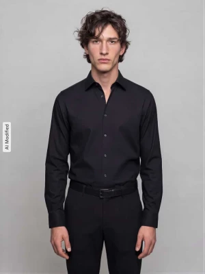 Koszula biznesowa o kroju slim fit z czystej bawełny model 'Level Five' OLYMP Level 5 Czarny