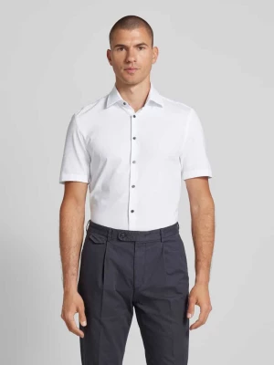 Koszula biznesowa o kroju slim fit z drobnym wzorem i kołnierzykiem typu kent Jake*s